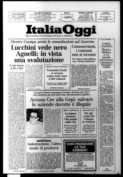 Italia oggi : quotidiano di economia finanza e politica